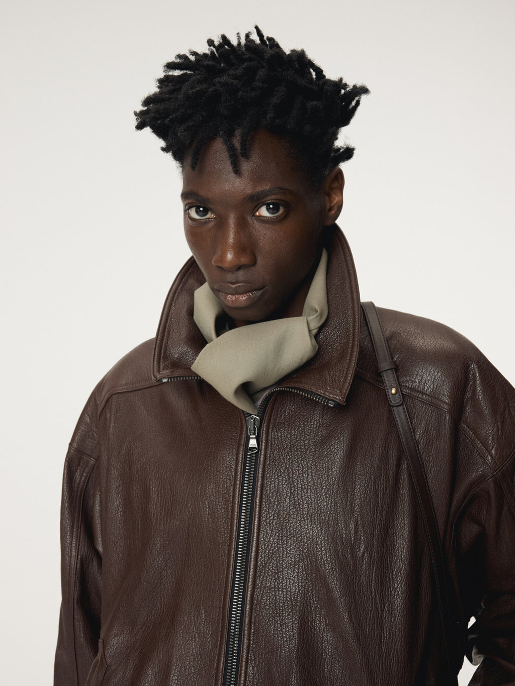 Recto - High-Neck Leather Jumper (Brown) product image 7 | TRAB K-Fashion Australia