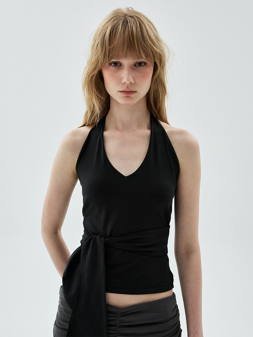 Mardi Mercredi - Top Halter Neck Tie Detail (Black) product image 1 | TRAB K-Fashion Australia