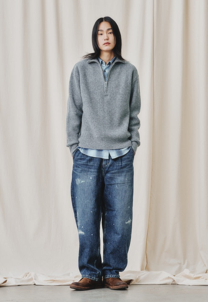 Art if acts - Half Zipup Turtle Neck Knit (Light Grey) product image 1 | TRAB K-Fashion Australia