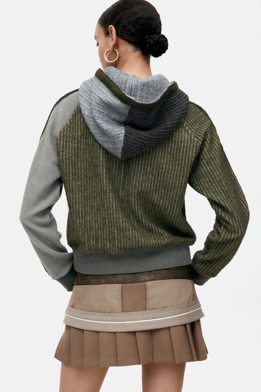 Andersson Bell - Color Blocked Knit Hoodie Zip Up (Green) product image 5 | TRAB K-Fashion Australia