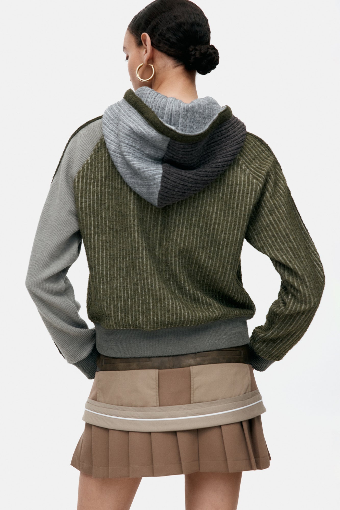 Andersson Bell - Color Blocked Knit Hoodie Zip Up (Green) product image 5 | TRAB K-Fashion Australia