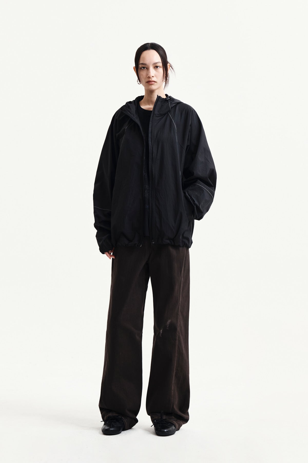 Matin Kim - Back Logo Hoody Wind Breaker (Black) product image 9 | TRAB K-Fashion Australia