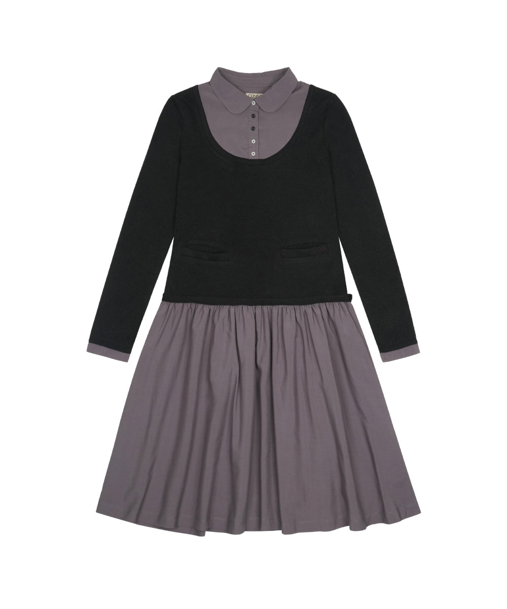 Coyseio - Layered Shirt Cardigan Shirring Dress (Black) product image 10 | TRAB K-Fashion Australia