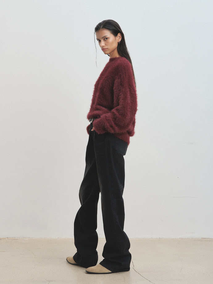 Tonywack - Faux Fur Crew-Neck Top (Burgundy) product image 3 | TRAB K-Fashion Australia