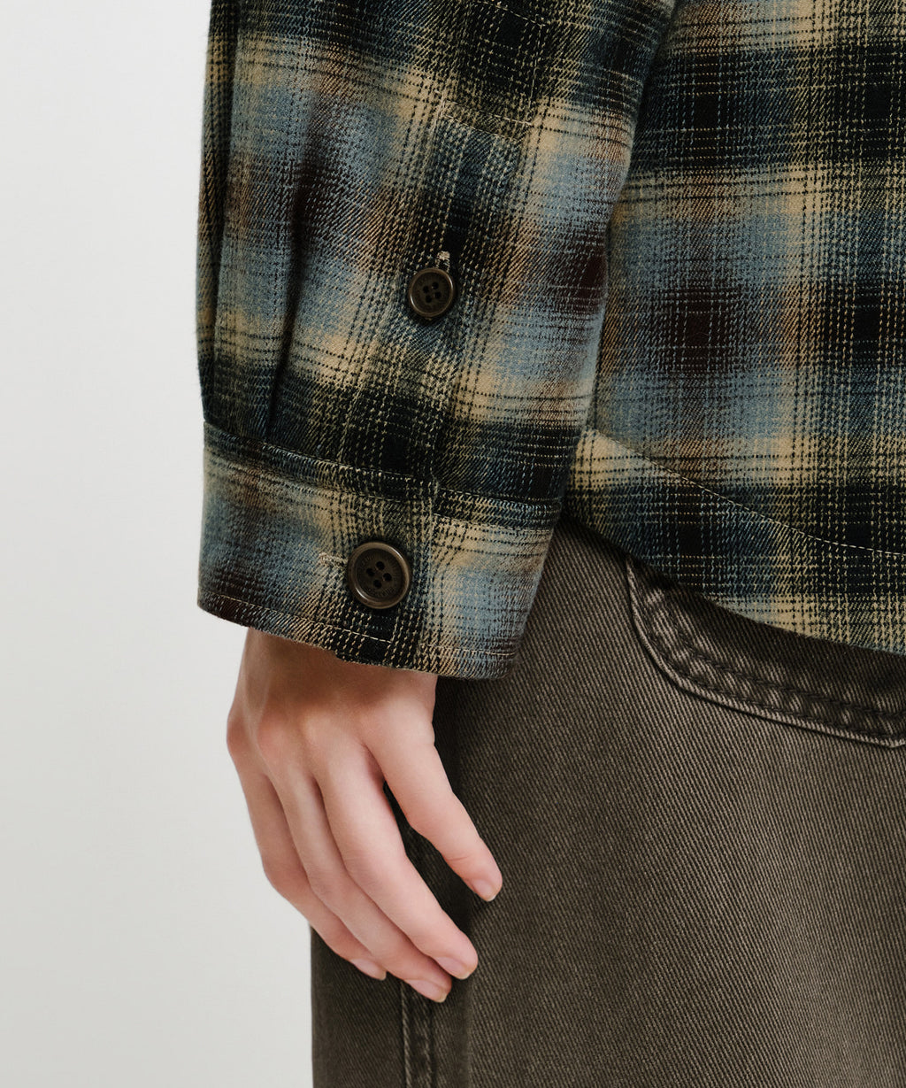 Marithe & Francois Girbaud - Micro Classic Logo Flannel Check Shirt Padded Jacket (Brown) product image 5 | TRAB K-Fashion Australia