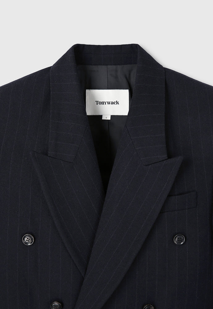 Tonywack - Virgin Wool Oversized Double-Breasted Jacket (Navy Pinstripe) product image 10 | TRAB K-Fashion Australia