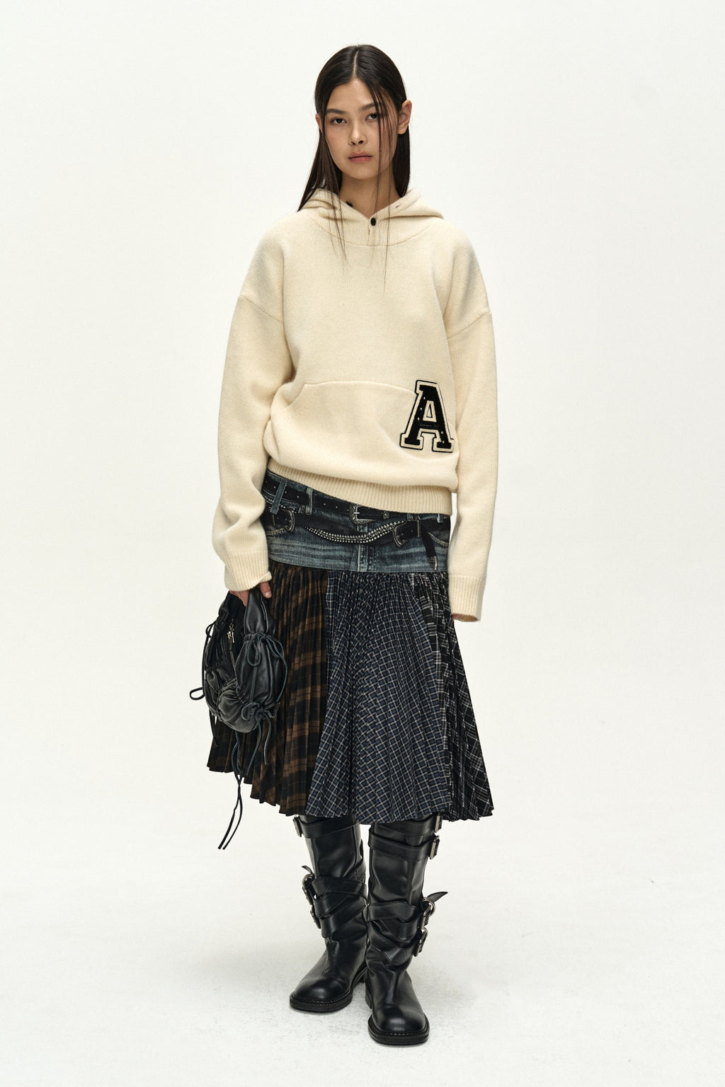 Andersson Bell - (essential) Unisex Varsity Patch Hoodie (cream) (Cream) product image 3 | TRAB K-Fashion Australia