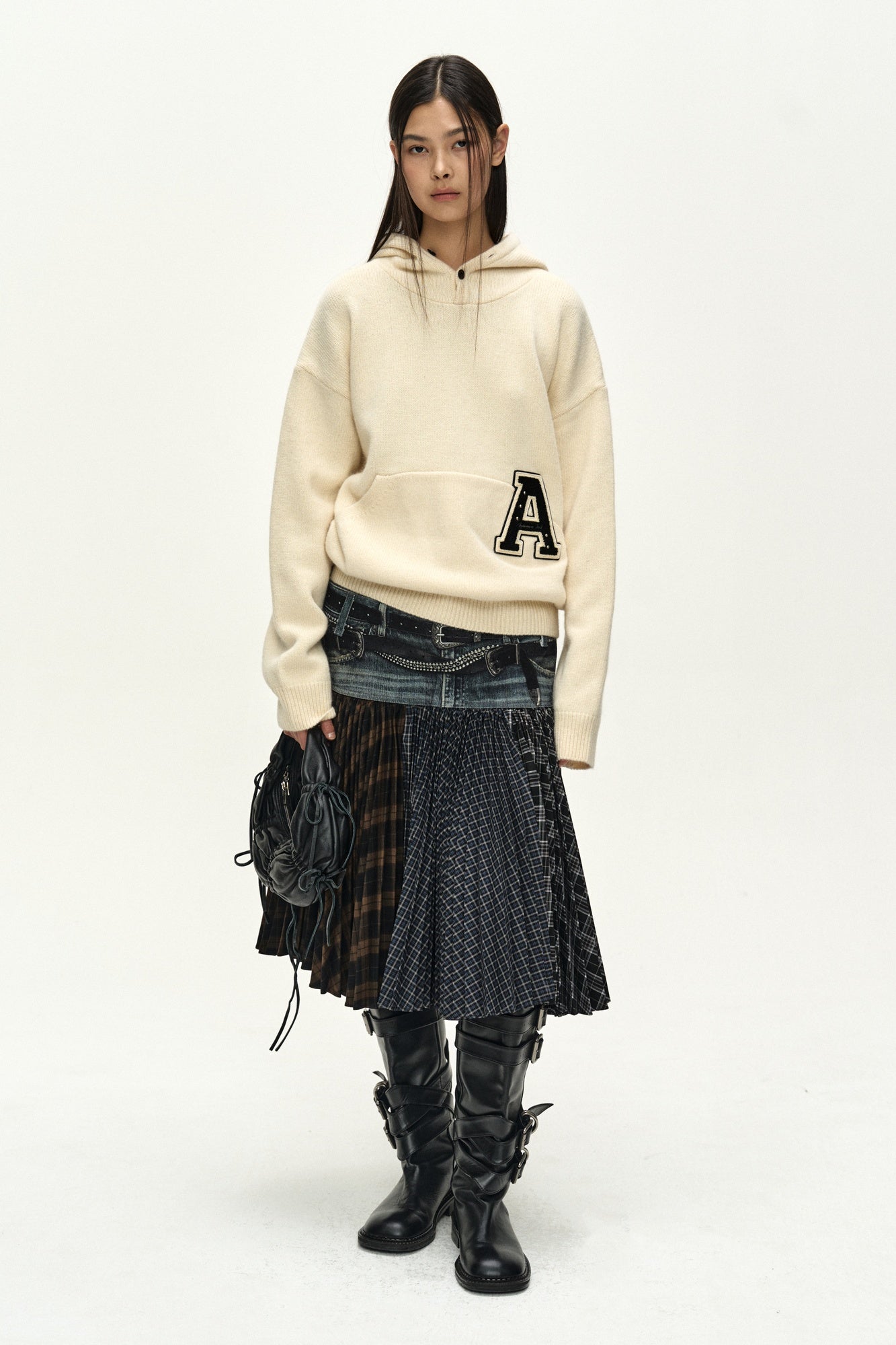 Andersson Bell - (essential) Unisex Varsity Patch Hoodie (cream) (Cream) product image 3 | TRAB K-Fashion Australia
