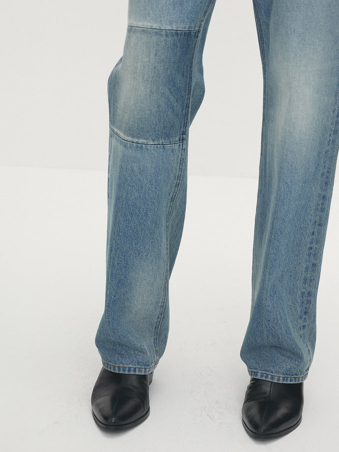 Tonywack - Straight-Leg Knee Panel Denim Jeans (Washed Vintage Light Blue) product image 7 | TRAB K-Fashion Australia