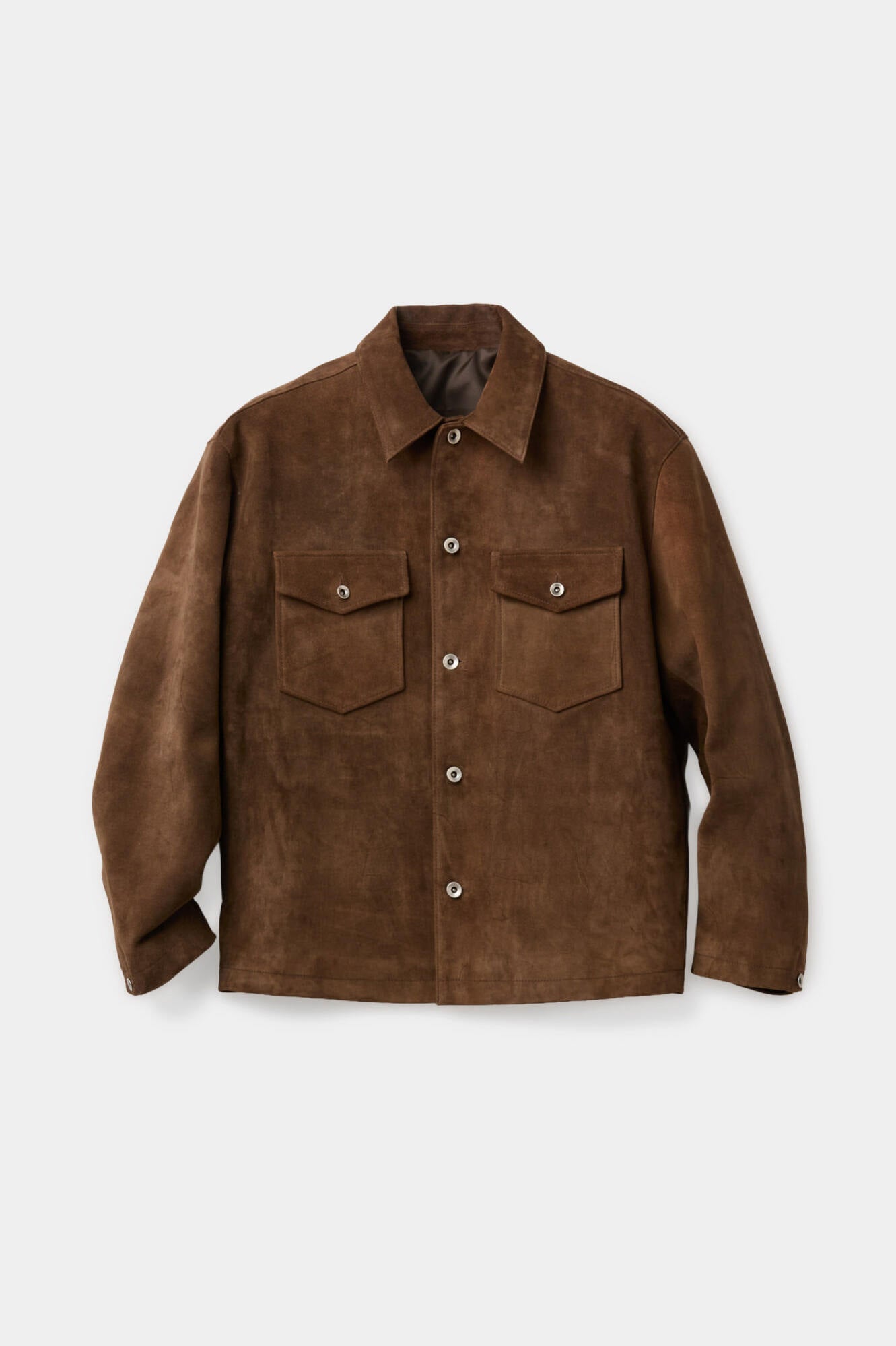 Coor - Suede Two-Tone Button Shirt Jacket (Camel Brown) product image 1 | TRAB K-Fashion Australia