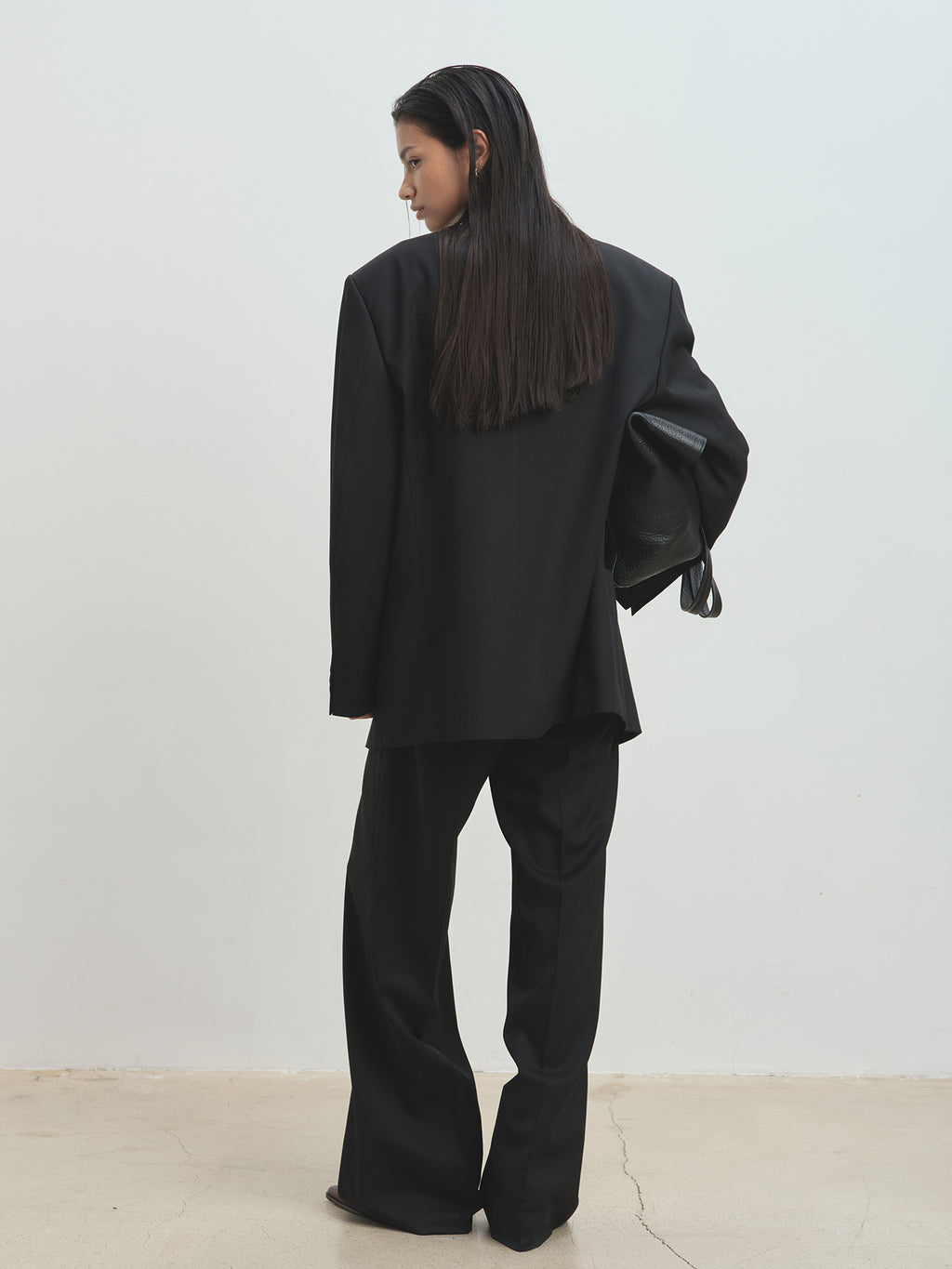 Tonywack - Wool Twill Wide-Leg Pleated Trousers (Black) product image 2 | TRAB K-Fashion Australia