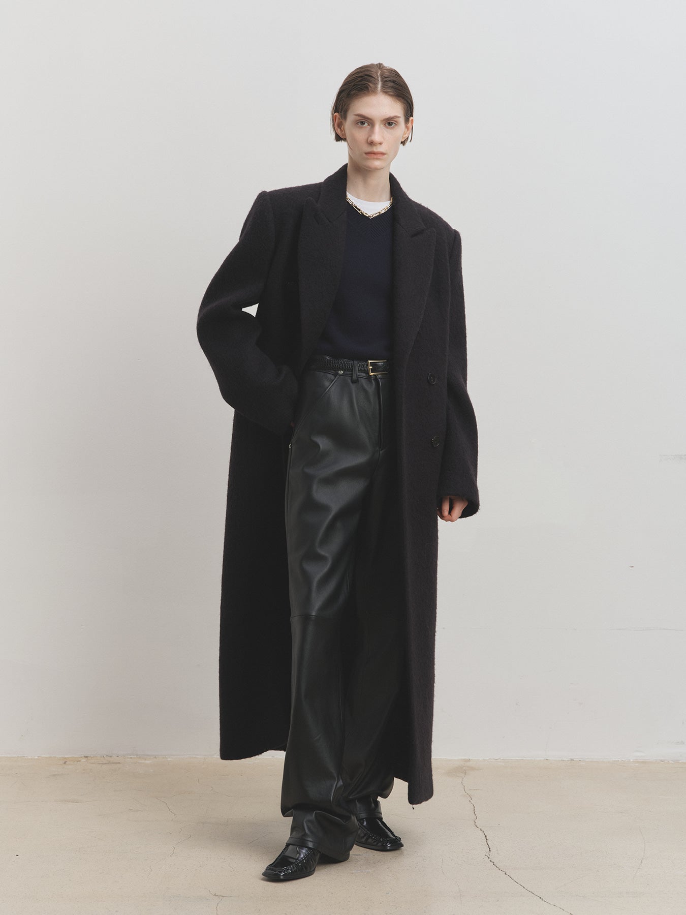 Tonywack - Soft Wool Alpaca Double-Breasted Coat (Black) product image 3 | TRAB K-Fashion Australia