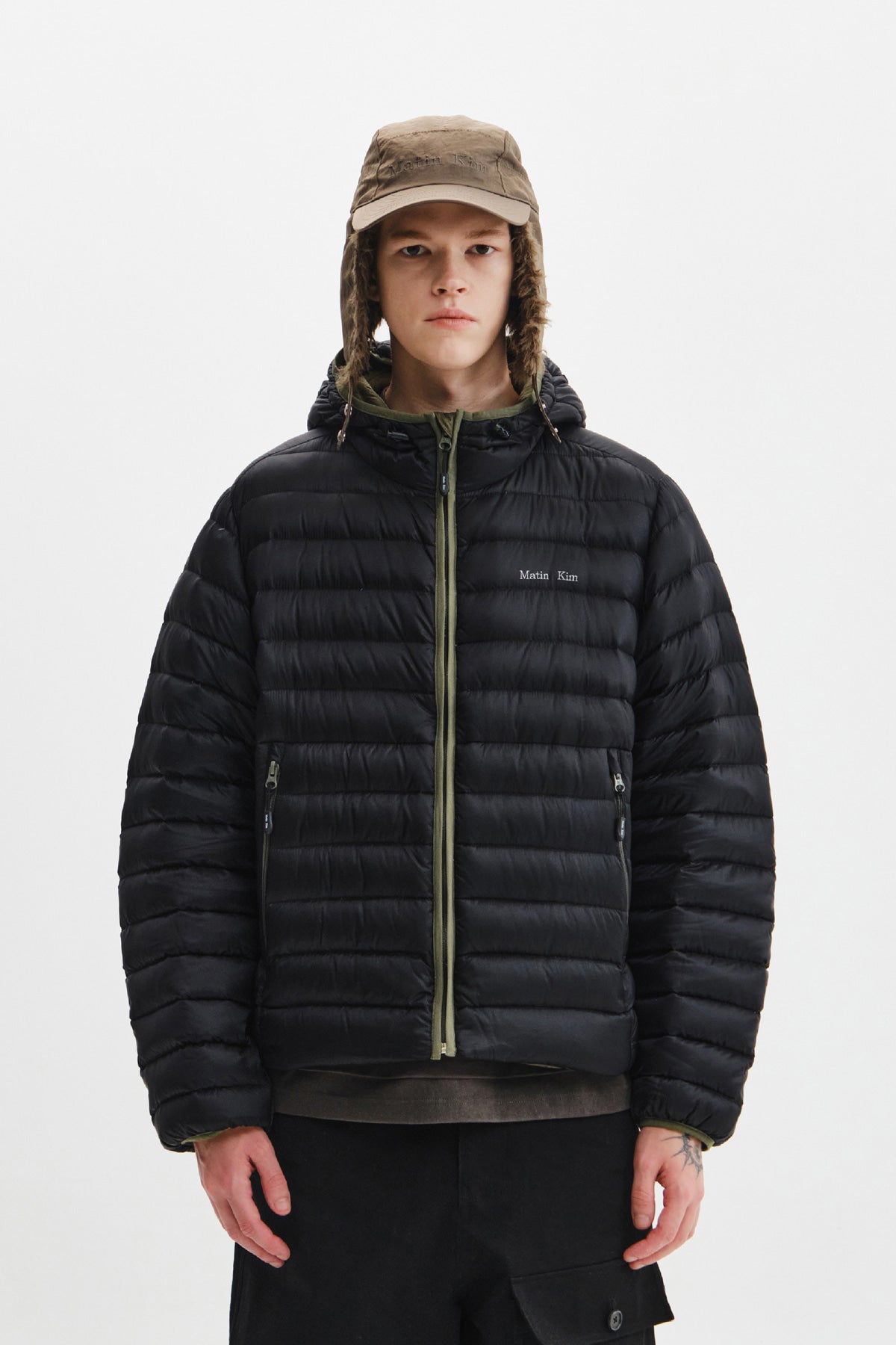 Matin Kim - Contrast Trim Light Down Hoody Jumper (Black) product image 12 | TRAB K-Fashion Australia