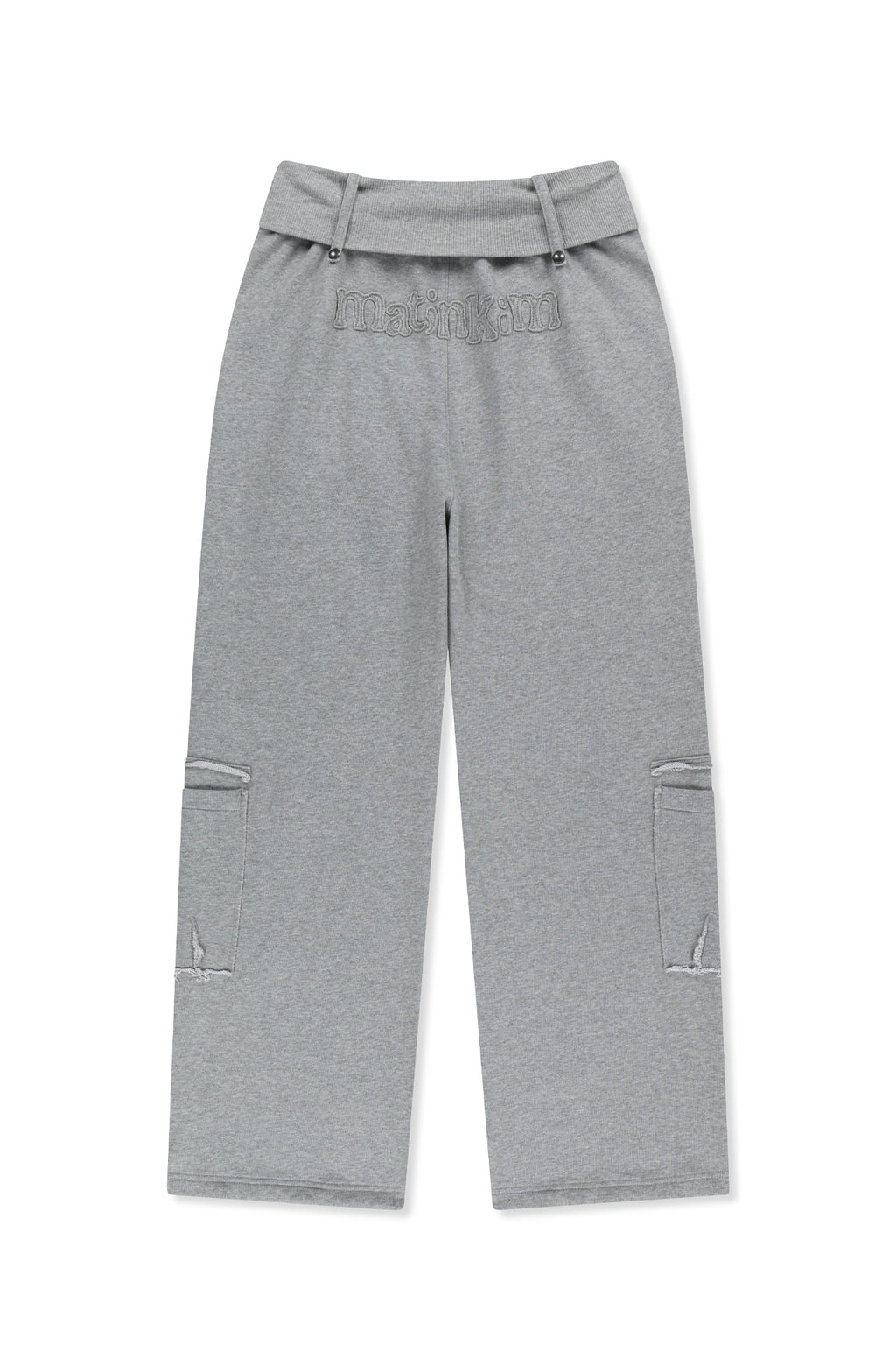 Matin Kim - [Pre-Order – Ships August 24] Mixed Waffle Foldover Waist Jersey Pants (Grey) product image 3 | TRAB K-Fashion Australia
