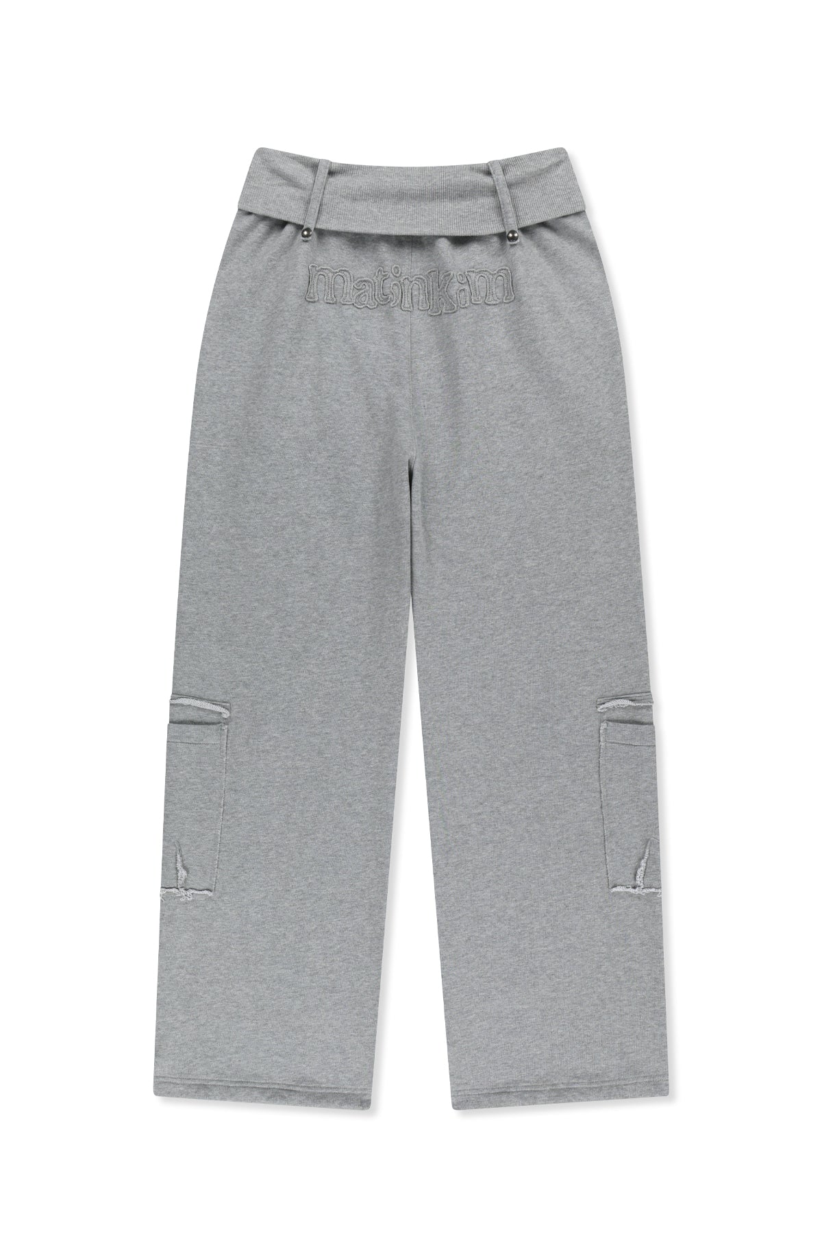 Matin Kim - [Pre-Order – Ships August 24] Mixed Waffle Foldover Waist Jersey Pants (Grey) product image 3 | TRAB K-Fashion Australia