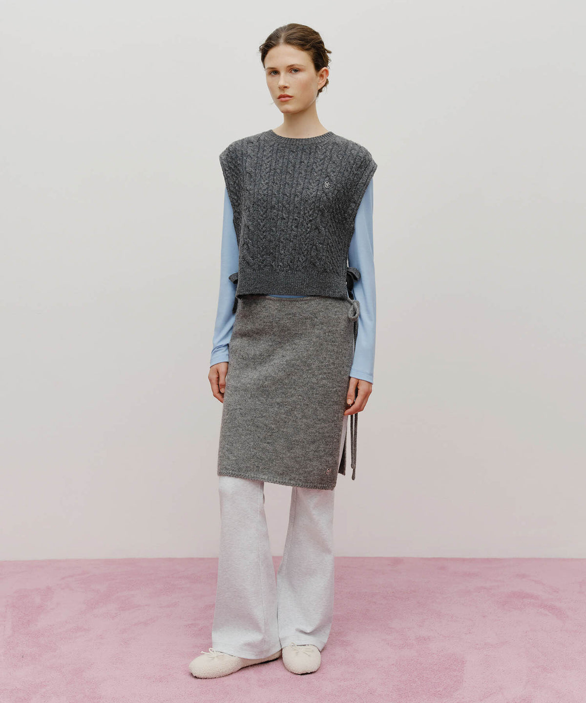 Marithe & Francois Girbaud - Side Ribbon Knit Vest (Charcoal) product image 5 | TRAB K-Fashion Australia