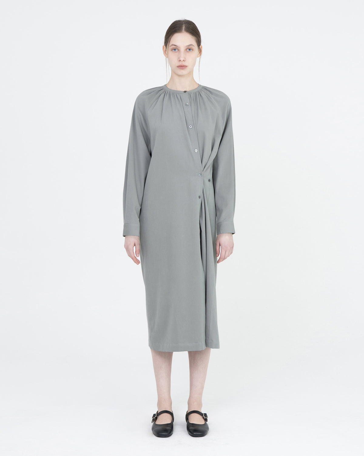 Brownyard - Gathered Dress (Blue Grey) product image 2 | TRAB K-Fashion Australia