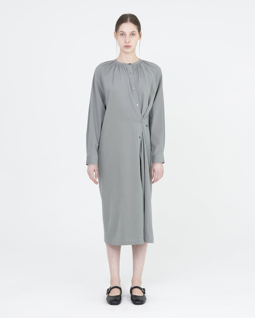 Brownyard - Gathered Dress (Blue Grey) product image 2 | TRAB K-Fashion Australia