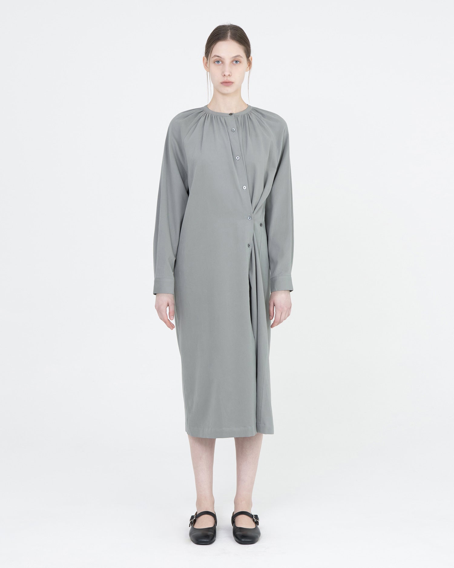 Brownyard - Gathered Dress (Blue Grey) product image 2 | TRAB K-Fashion Australia
