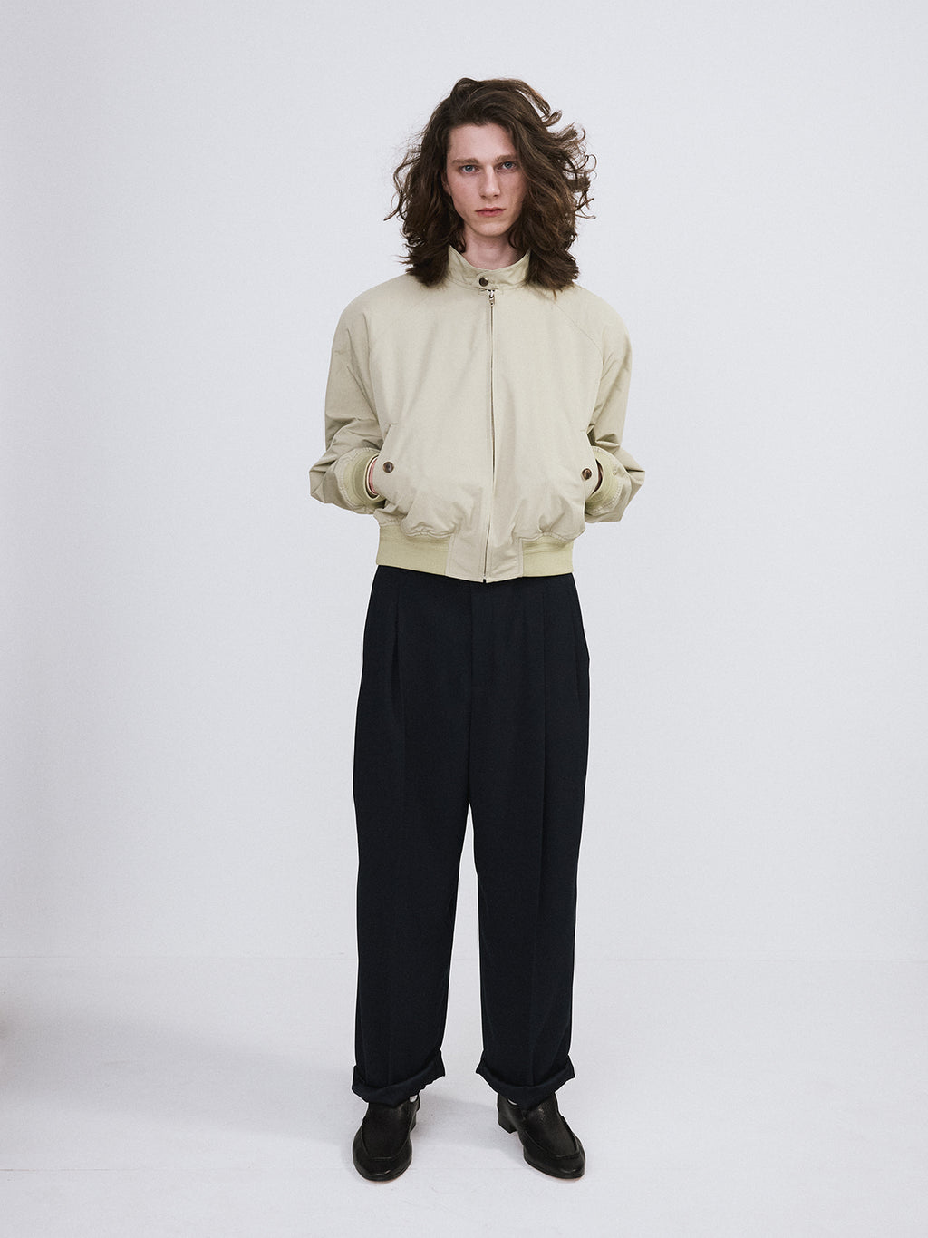 Recto - Crop Harrington Jumper (Light Khaki) product image 3 | TRAB K-Fashion Australia