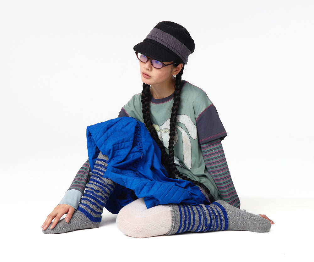 Coyseio - Striped Mori Knee Socks (Melange Grey) product image 4 | TRAB K-Fashion Australia