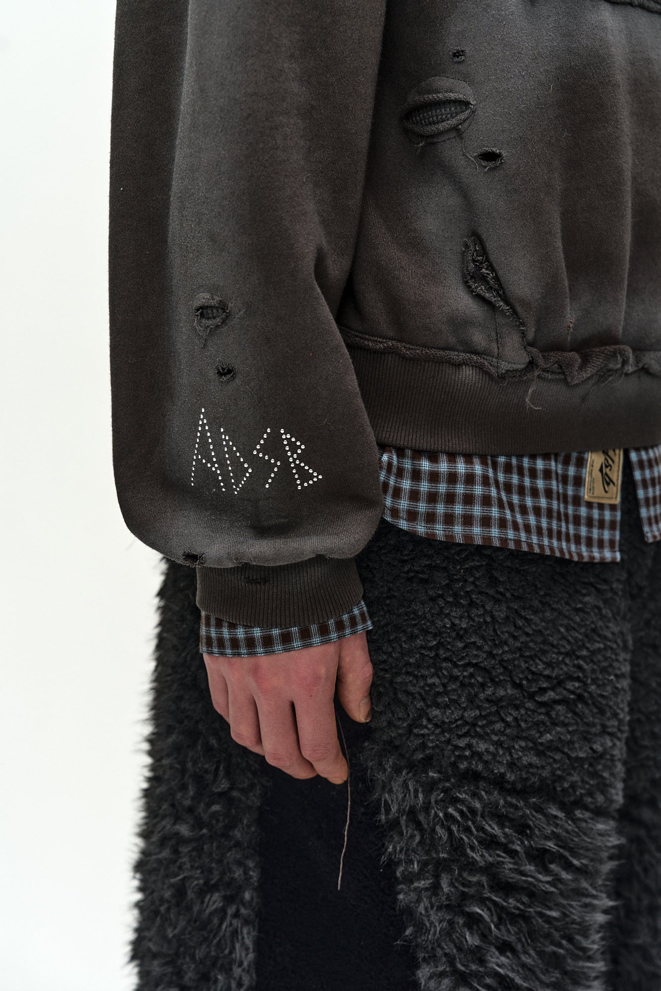 Andersson Bell - (essential) Unisex Spray Washed Again Lip Hoodie (brown) (Brown) product image 9 | TRAB K-Fashion Australia