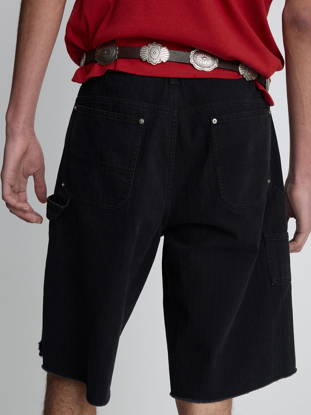 Tonywack - Hand Distressed Hbt Double Knee Shorts (Faded Black) product image 7 | TRAB K-Fashion Australia