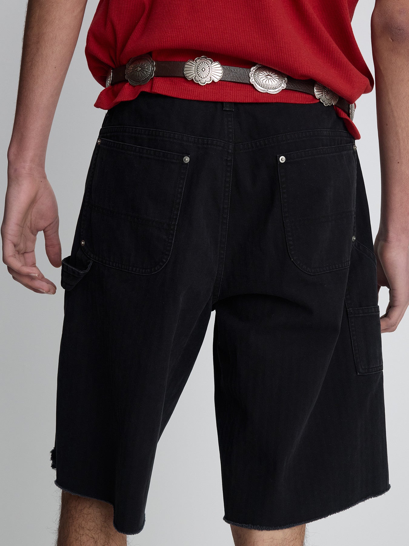 Tonywack - Hand Distressed Hbt Double Knee Shorts (Faded Black) product image 7 | TRAB K-Fashion Australia