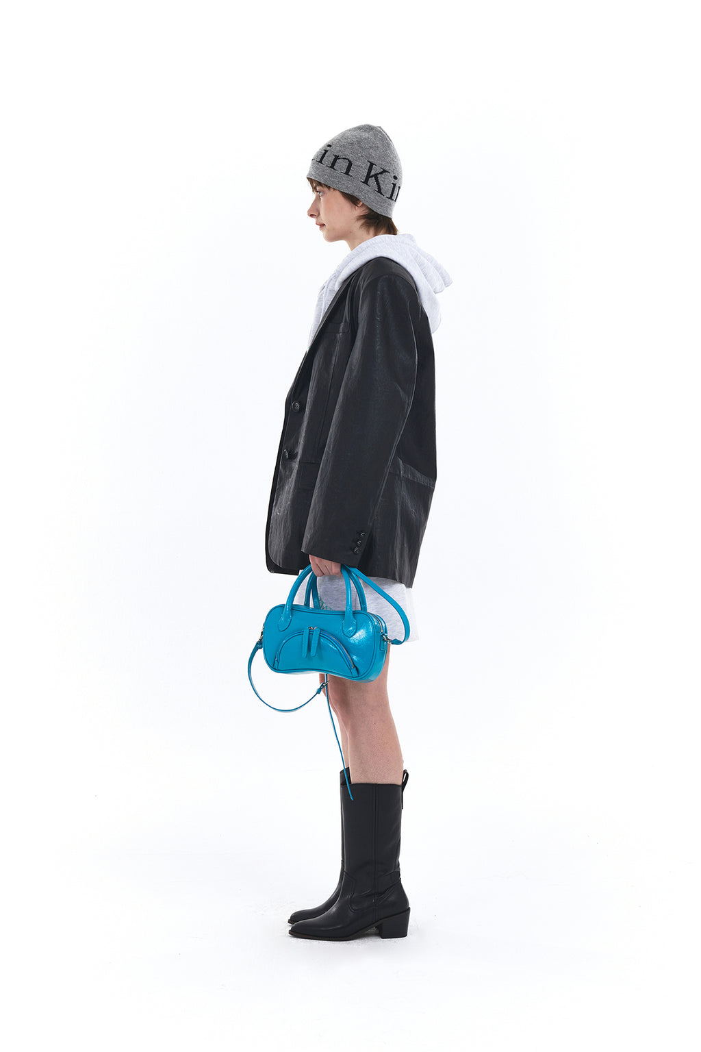 Matin Kim - Logo Jacquard Short Beanie (Grey) product image 5 | TRAB K-Fashion Australia