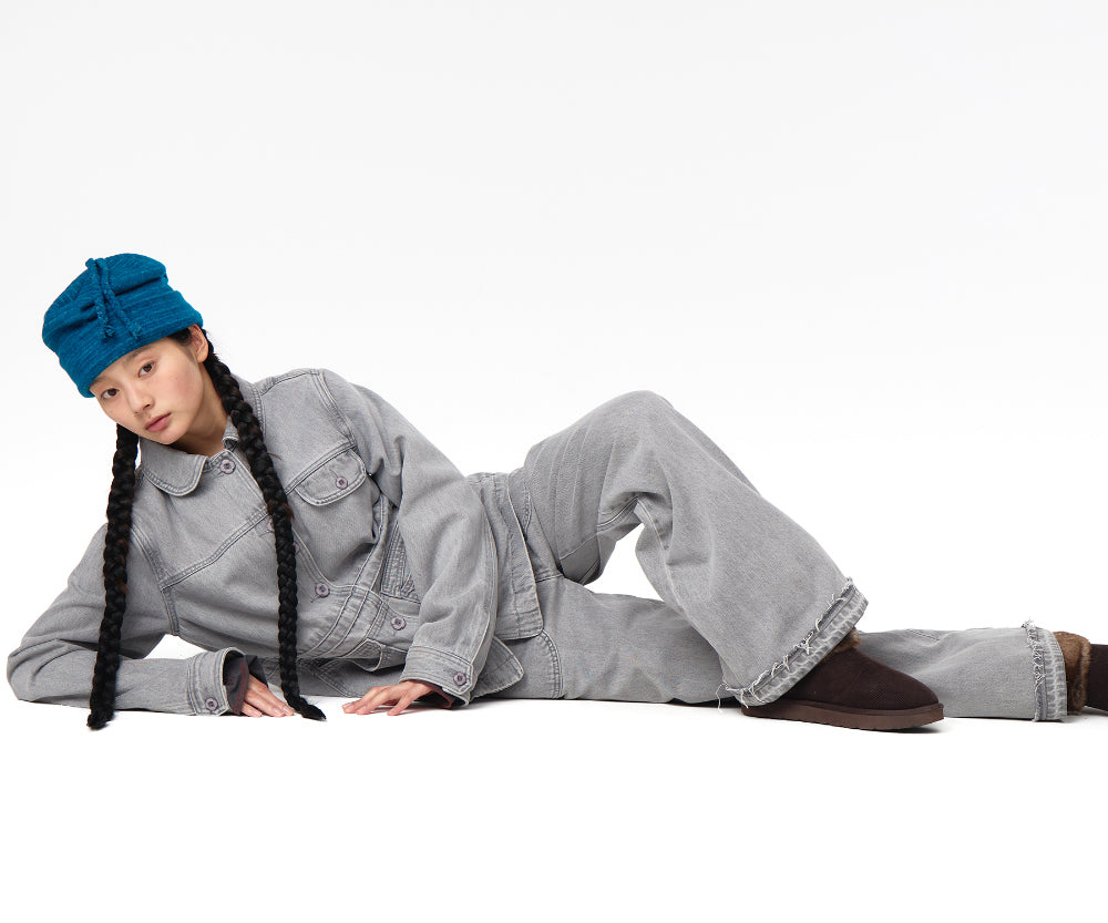 Coyseio - Aged Midi Denim Jacket (Grey) product image 4 | TRAB K-Fashion Australia