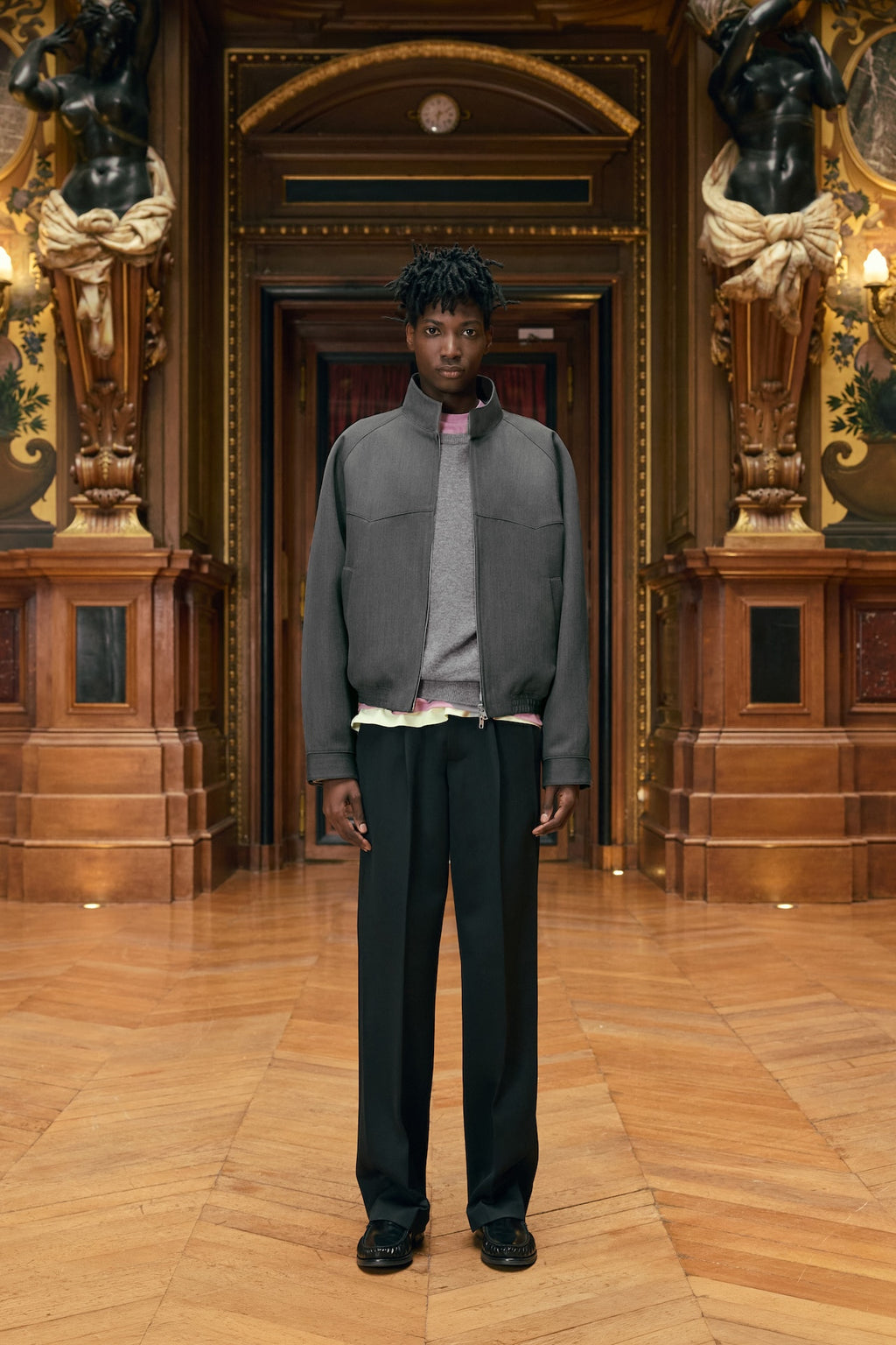STU - High Neck Zip-up Wool Jacket (Grey) product image 1 | TRAB K-Fashion Australia