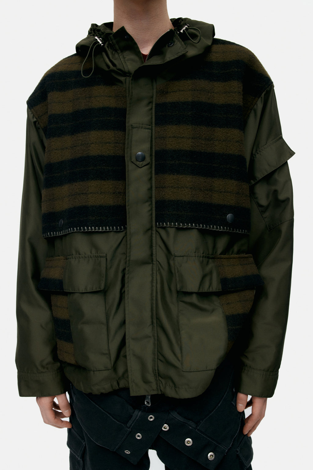 Andersson Bell - Unisex Check Layered Jumper (Khaki) product image 3 | TRAB K-Fashion Australia