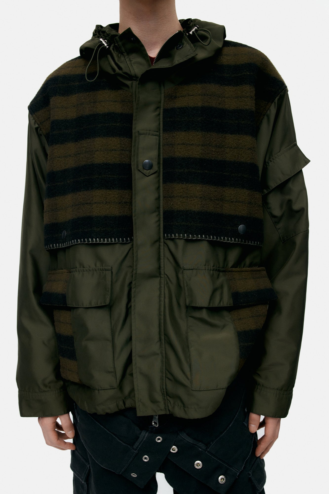 Andersson Bell - Unisex Check Layered Jumper (Khaki) product image 3 | TRAB K-Fashion Australia