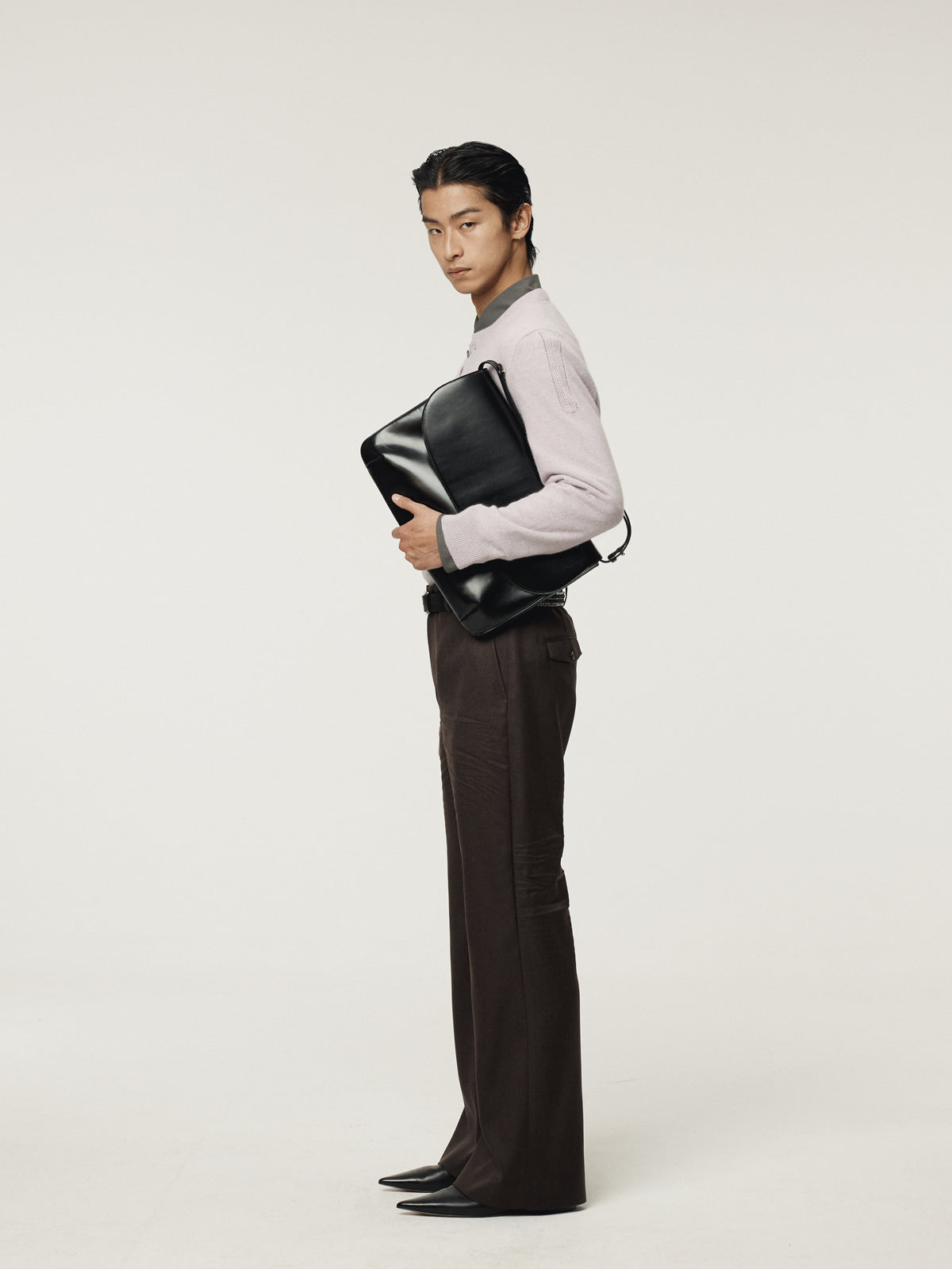 Recto - Crew Neck Layered Cardigan Knit Top (Lavender) product image 3 | TRAB K-Fashion Australia