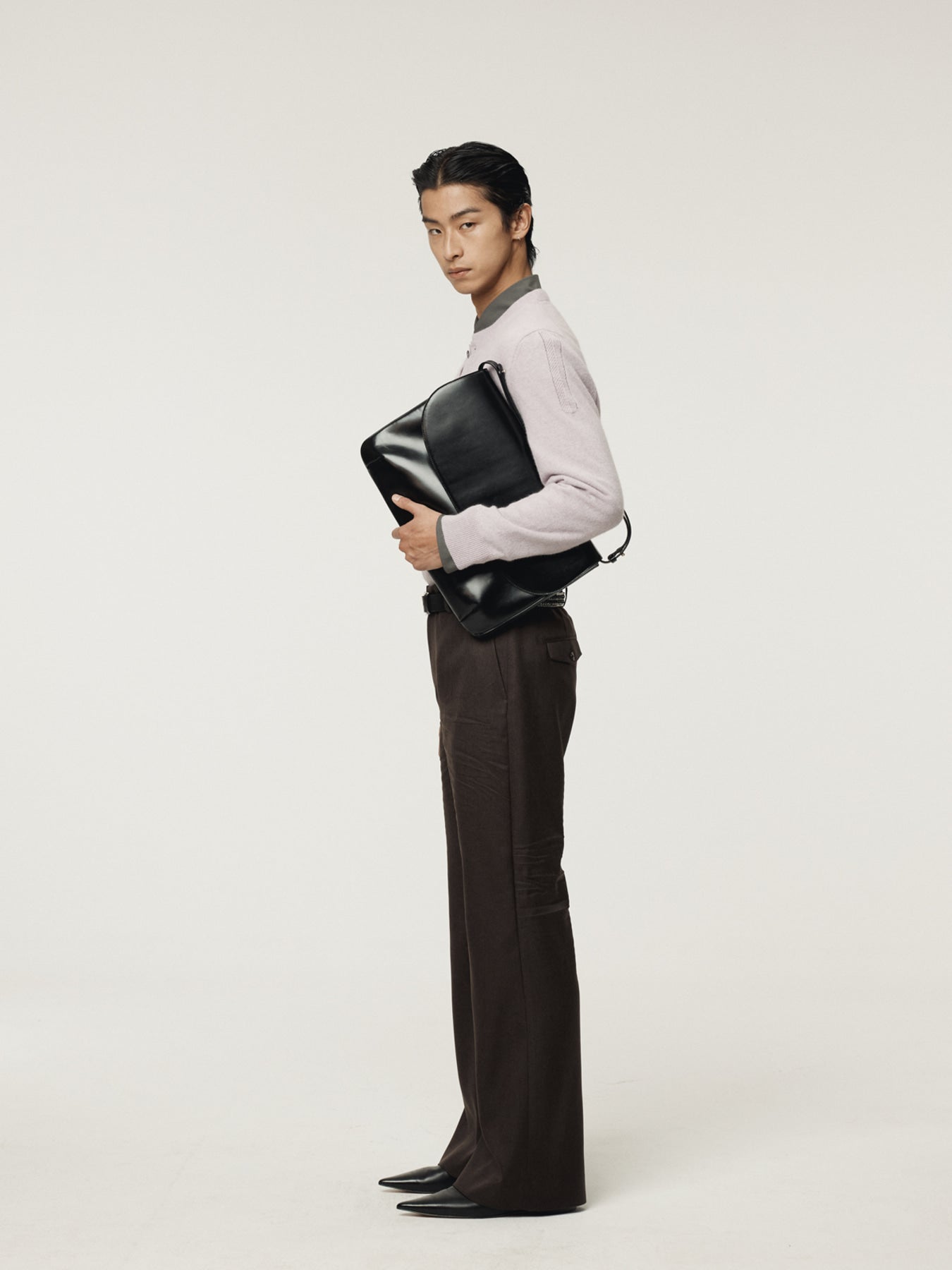 Recto - Crew Neck Layered Cardigan Knit Top (Lavender) product image 3 | TRAB K-Fashion Australia