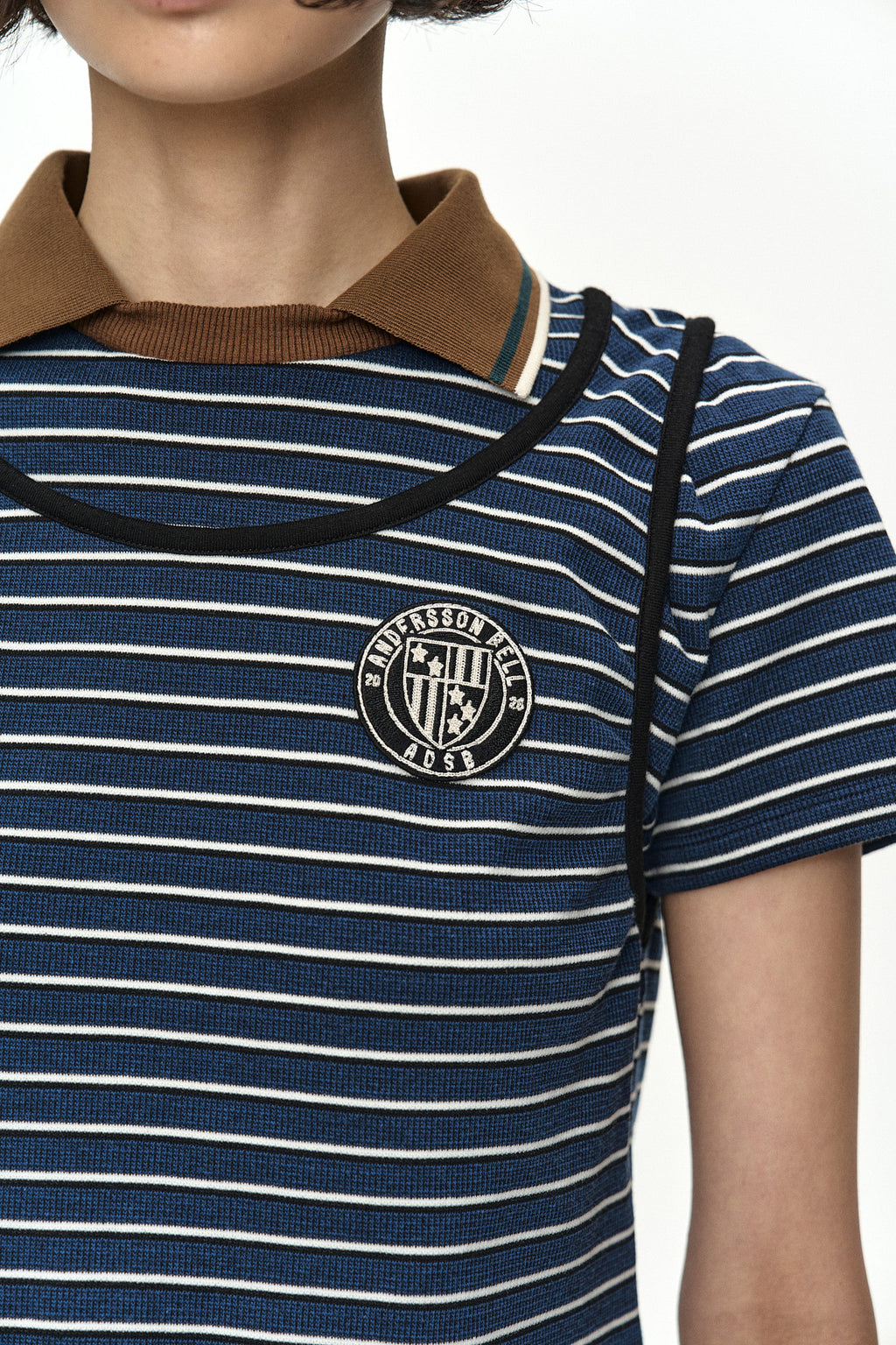 Andersson Bell - Shirring Binding Stripe Collar Top (Blue) product image 7 | TRAB K-Fashion Australia