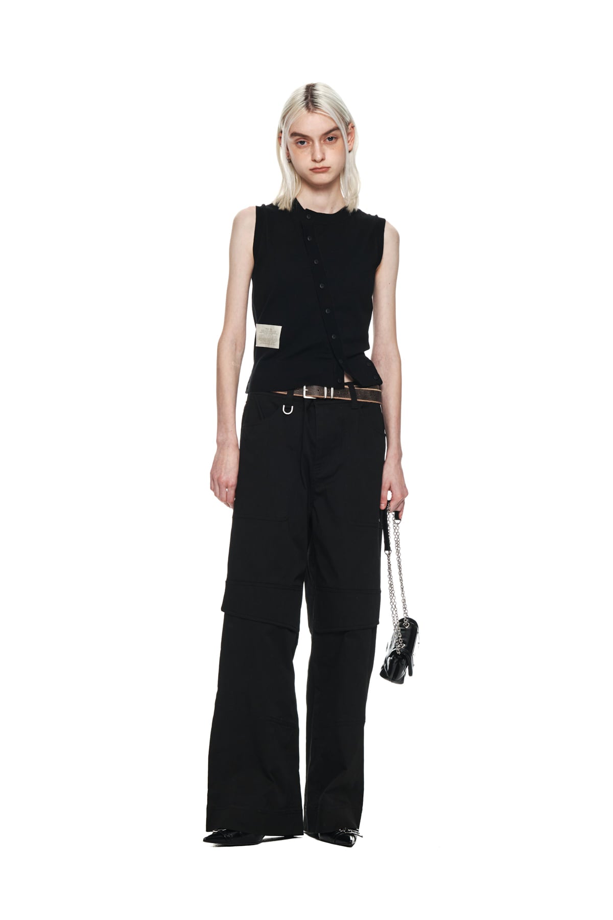 Matin Kim - Knee Big Pocket Cotton Pants (Black) product image 9 | TRAB K-Fashion Australia