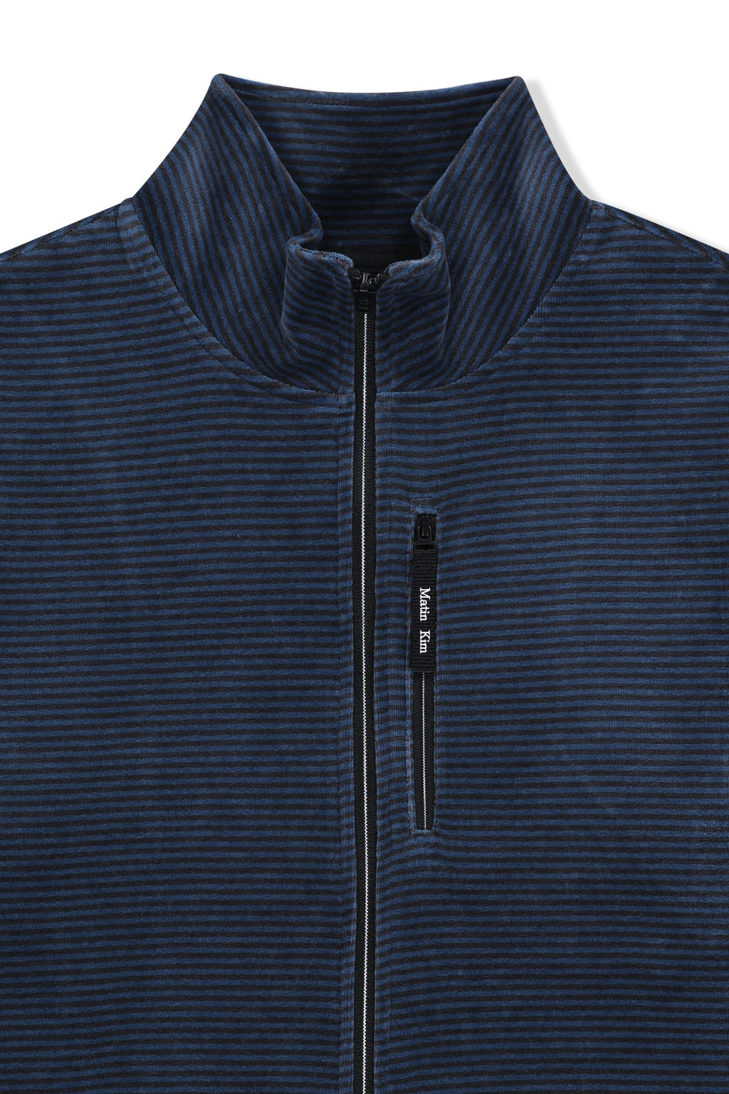 Matin Kim - [Pre-Order – Ships October 8] Striped Velour Zip Up (Navy) product image 3 | TRAB K-Fashion Australia