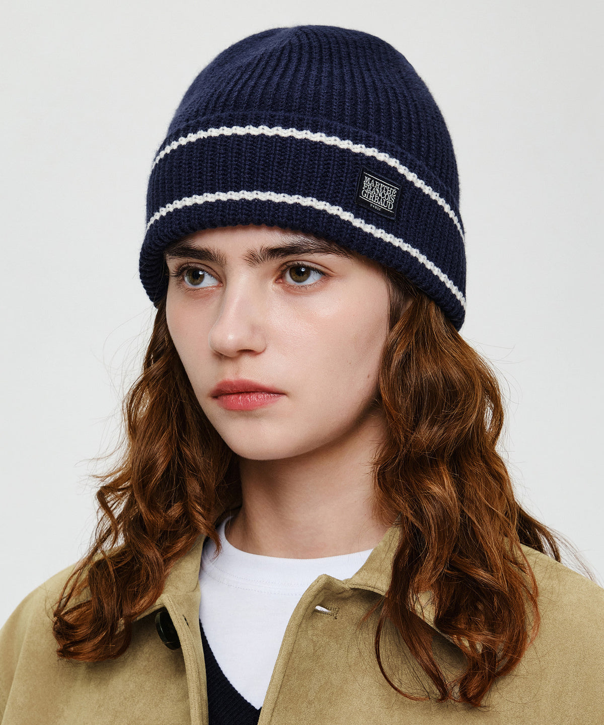 Marithe & Francois Girbaud - Micro Classic Logo Color Block Beanie (Navy) product image 5 | TRAB K-Fashion Australia