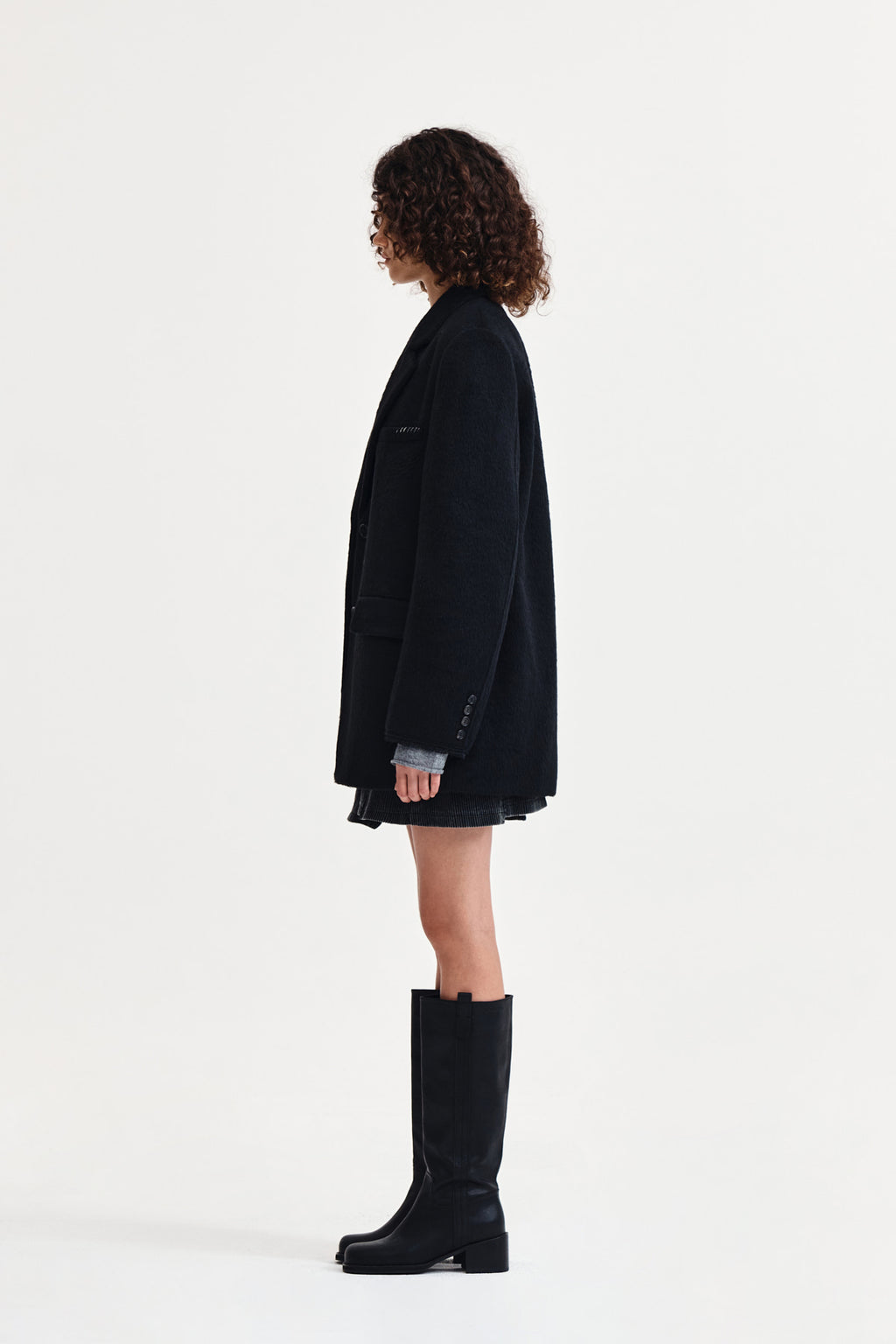 Matin Kim - Hairy Overfit Stitch Single Jacket (Black) product image 6 | TRAB K-Fashion Australia