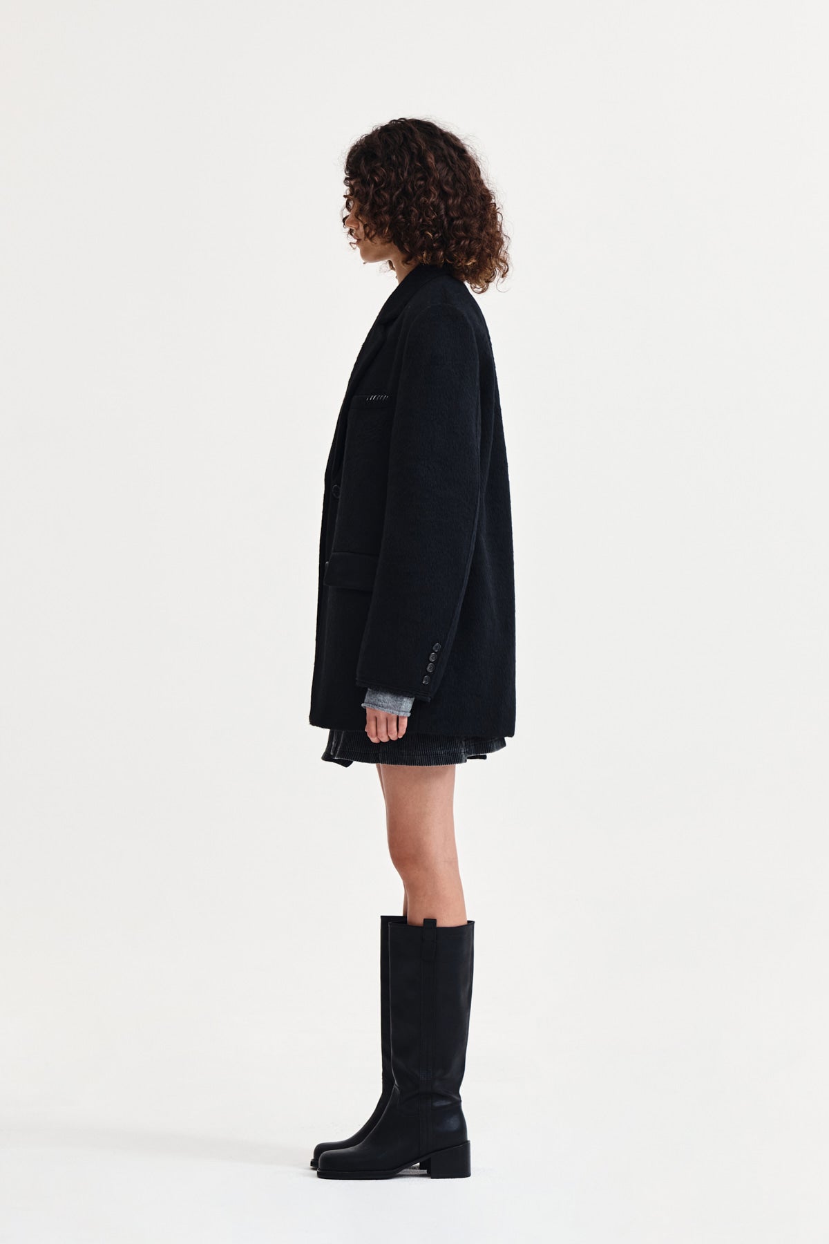 Matin Kim - Hairy Overfit Stitch Single Jacket (Black) product image 6 | TRAB K-Fashion Australia