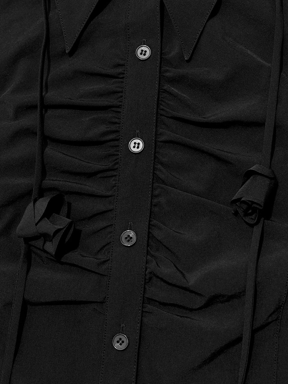 Kijun - Corsage Shirring Shirt (Black) product image 11 | TRAB K-Fashion Australia