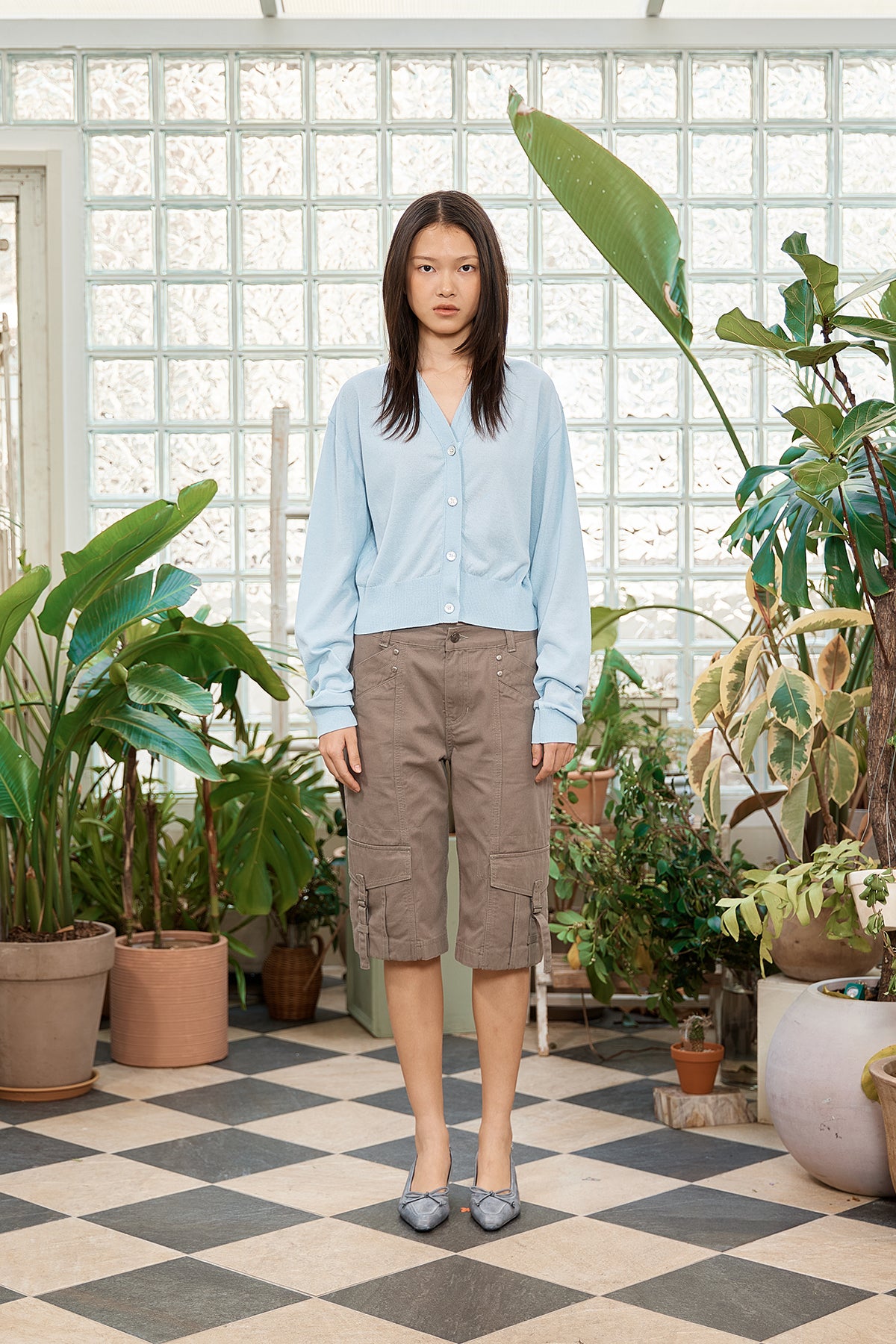 Matin Kim - Semi Slimfit Bermuda Pants (Khaki) product image 14 | TRAB K-Fashion Australia