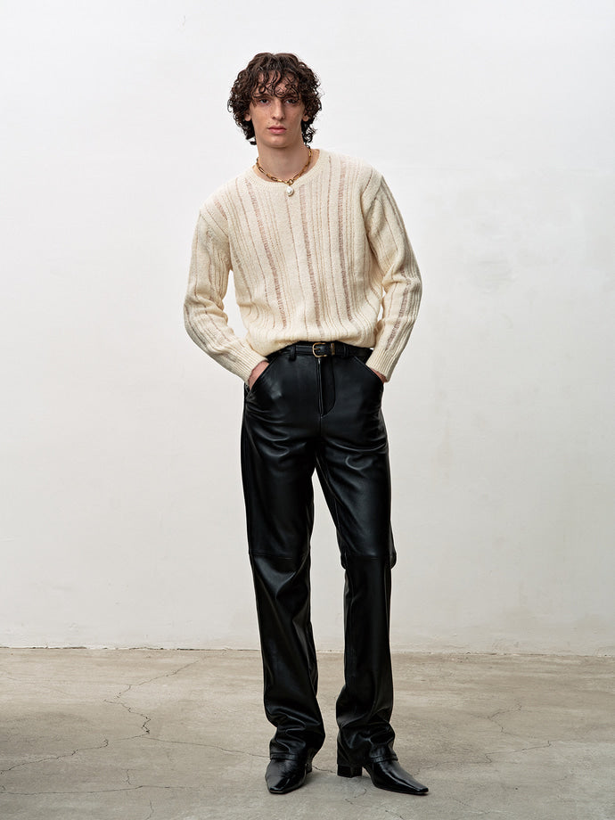 Tonywack - Kid Mohair Distressed Ribbed Sweater (Ecru) product image 4 | TRAB K-Fashion Australia