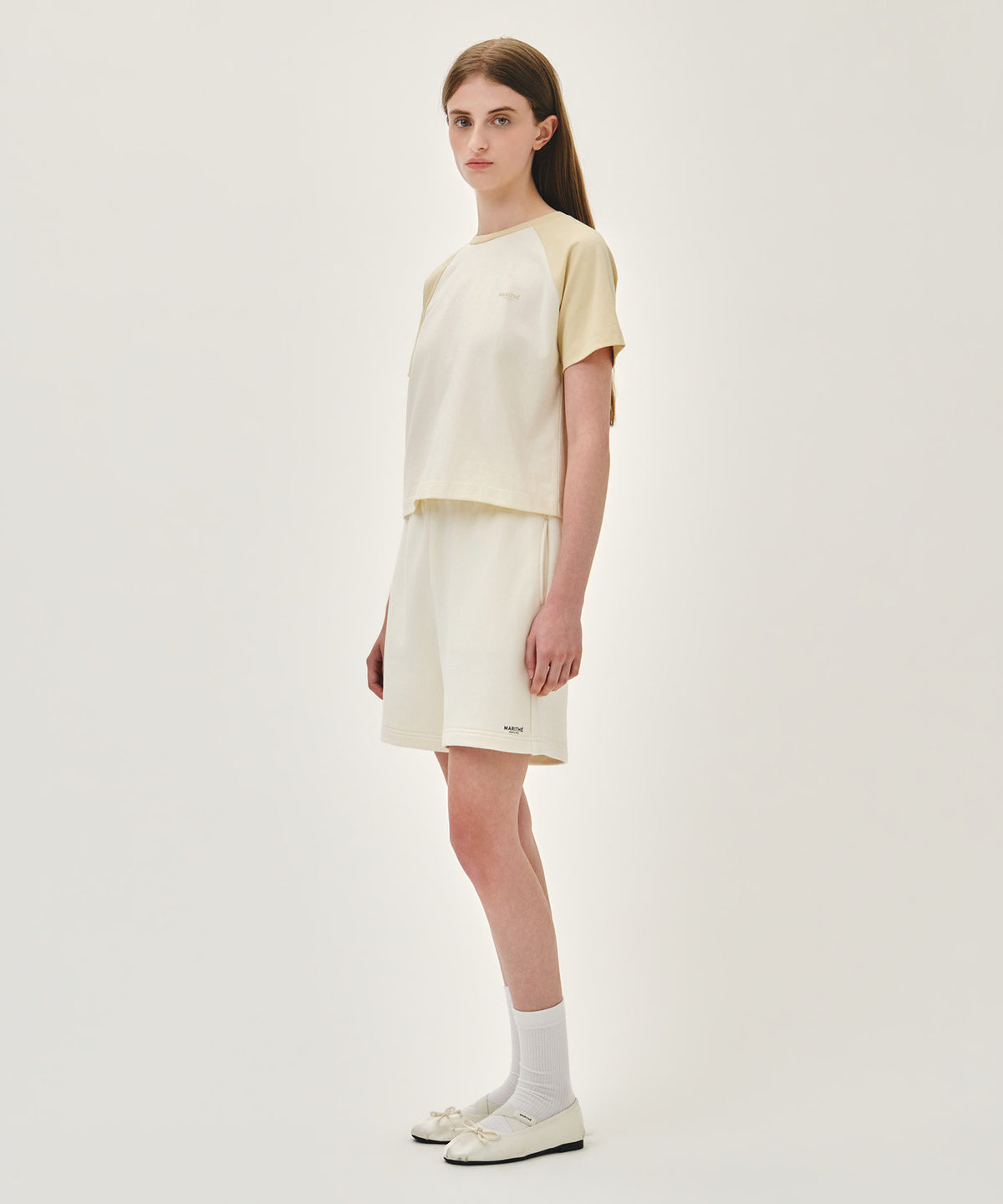 Marithe & Francois Girbaud - Regular Logo Sweat Shorts (Ivory) product image 4 | TRAB K-Fashion Australia
