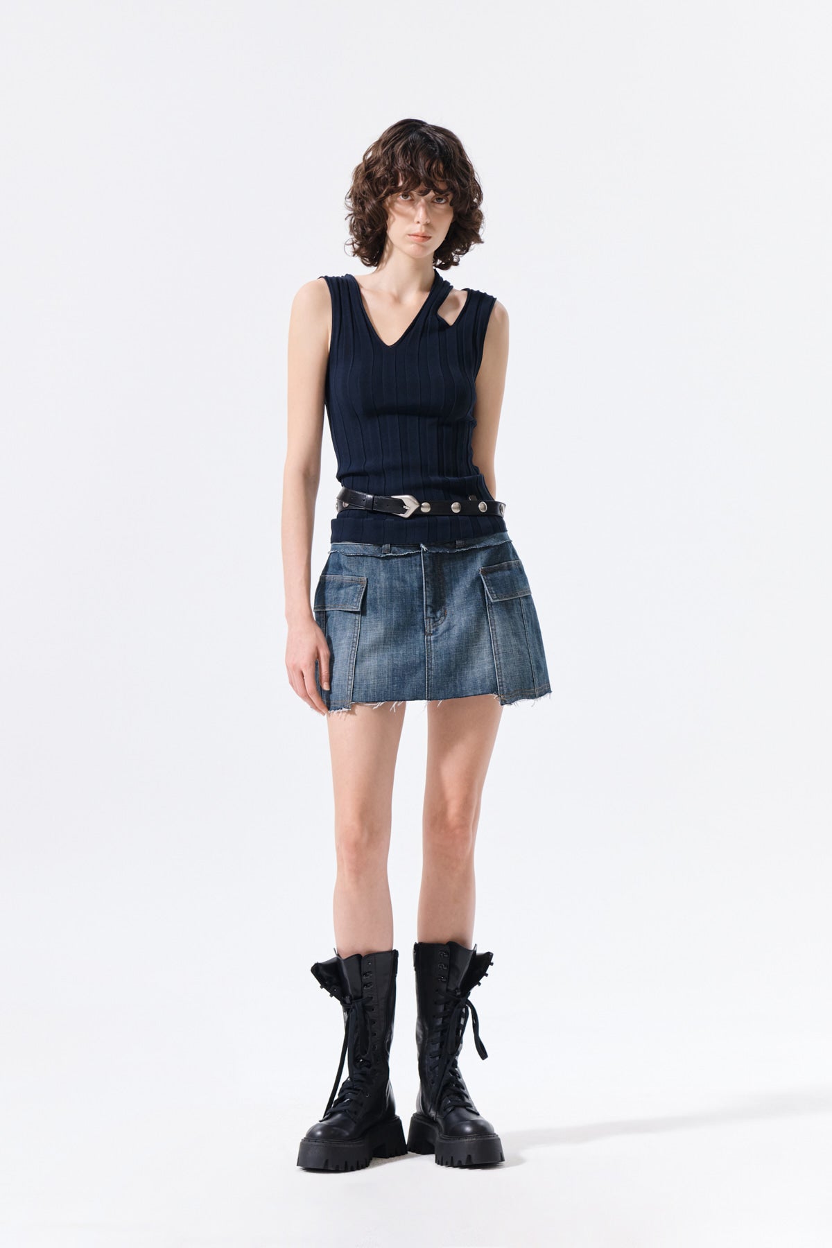 Matin Kim - Cut Out Sleeveless Knit Top (Dark Navy) product image 9 | TRAB K-Fashion Australia