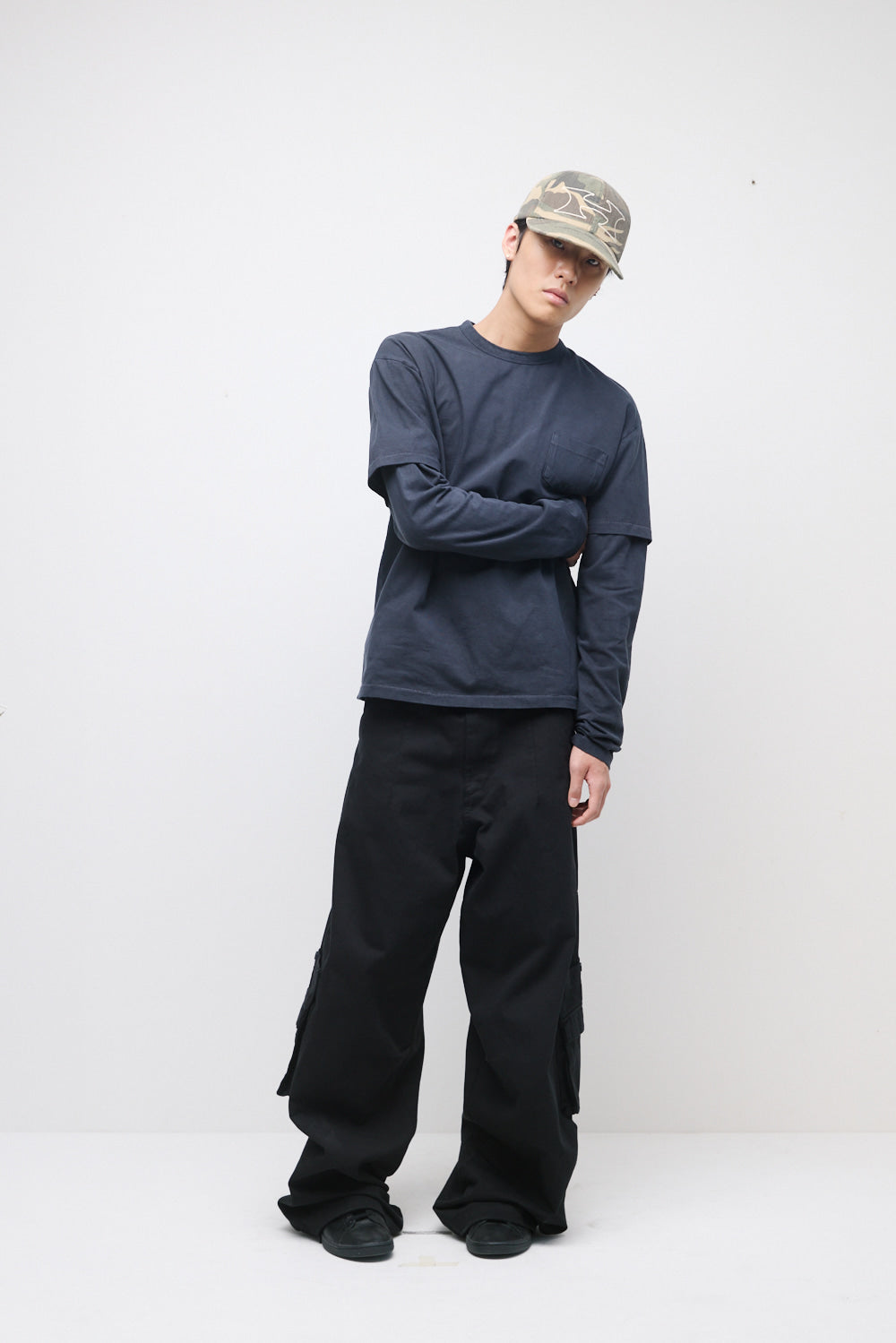 Hatchingroom - Split Tee Over Dyed Blue (Charcoal) product image 10 | TRAB K-Fashion Australia