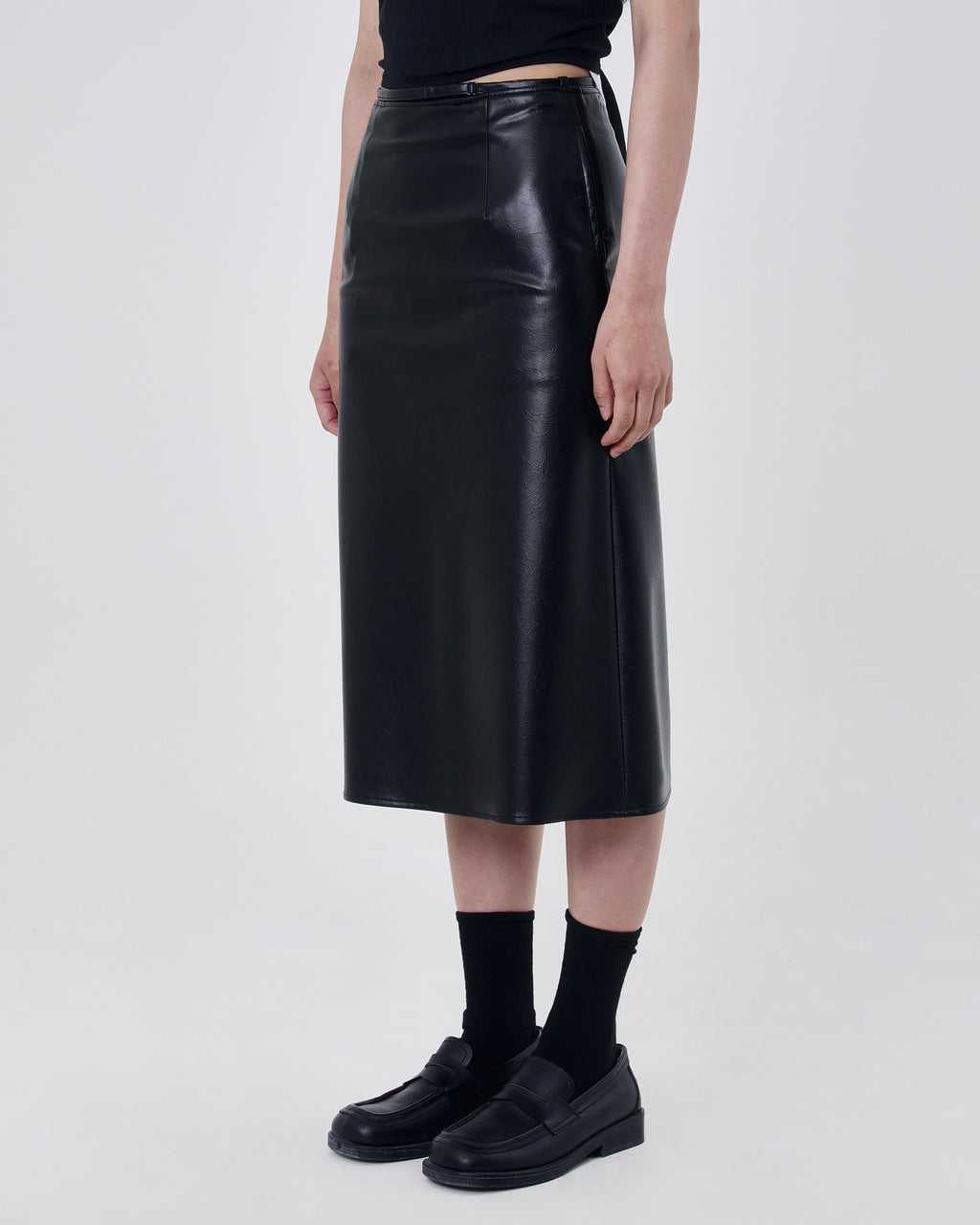 Brownyard - Crack Leather Midi Skirt (Black) product image 3 | TRAB K-Fashion Australia