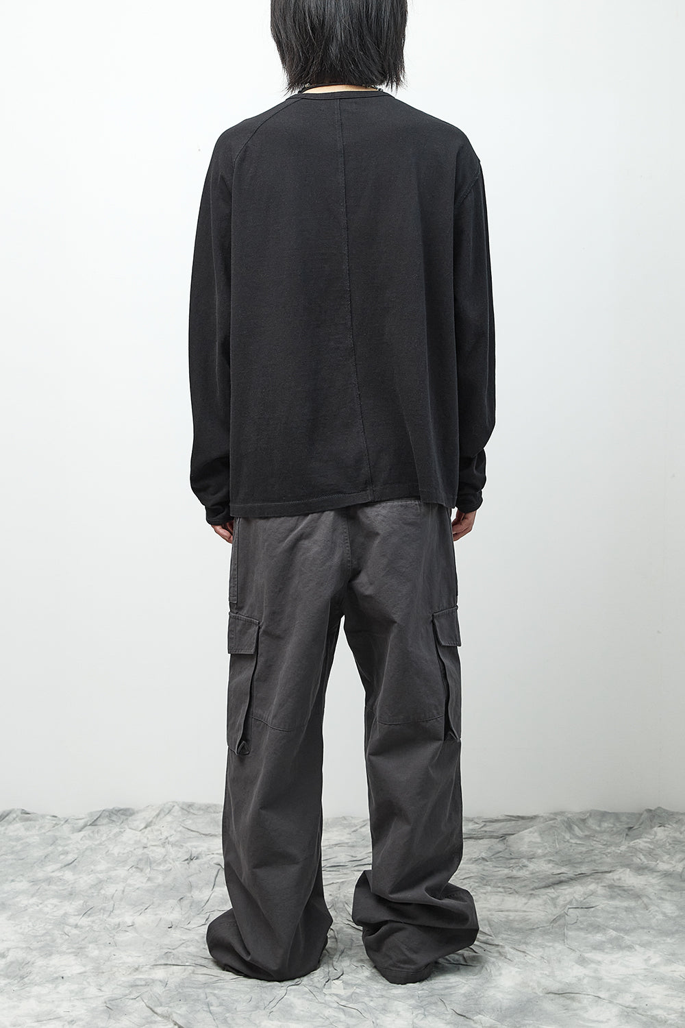 Hatchingroom - Double Henley Neck Tee Bleached (Black) product image 10 | TRAB K-Fashion Australia