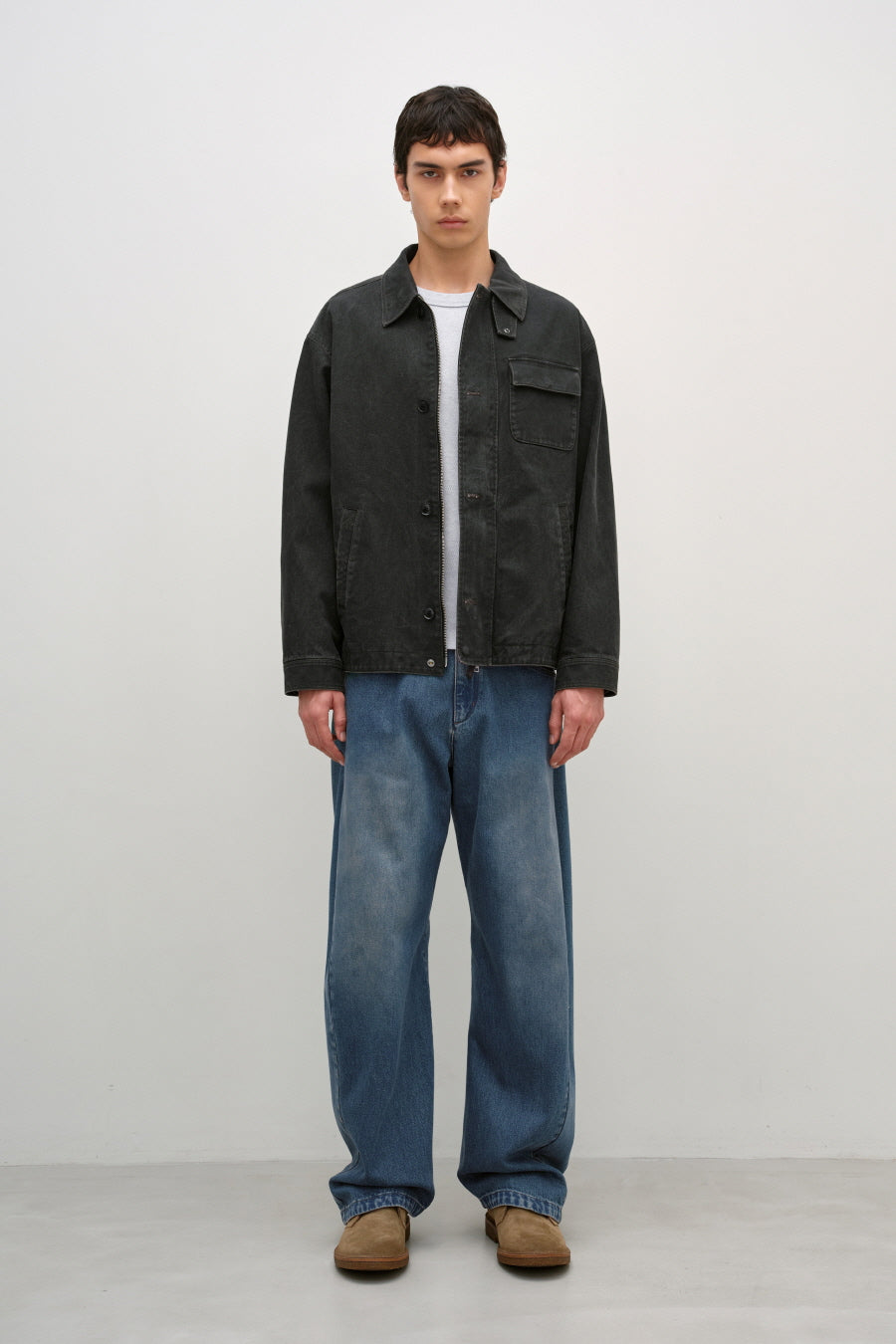Insilence - Vintage Washed Deck Jacket v2 (Dark Grey) product image 2 | TRAB K-Fashion Australia